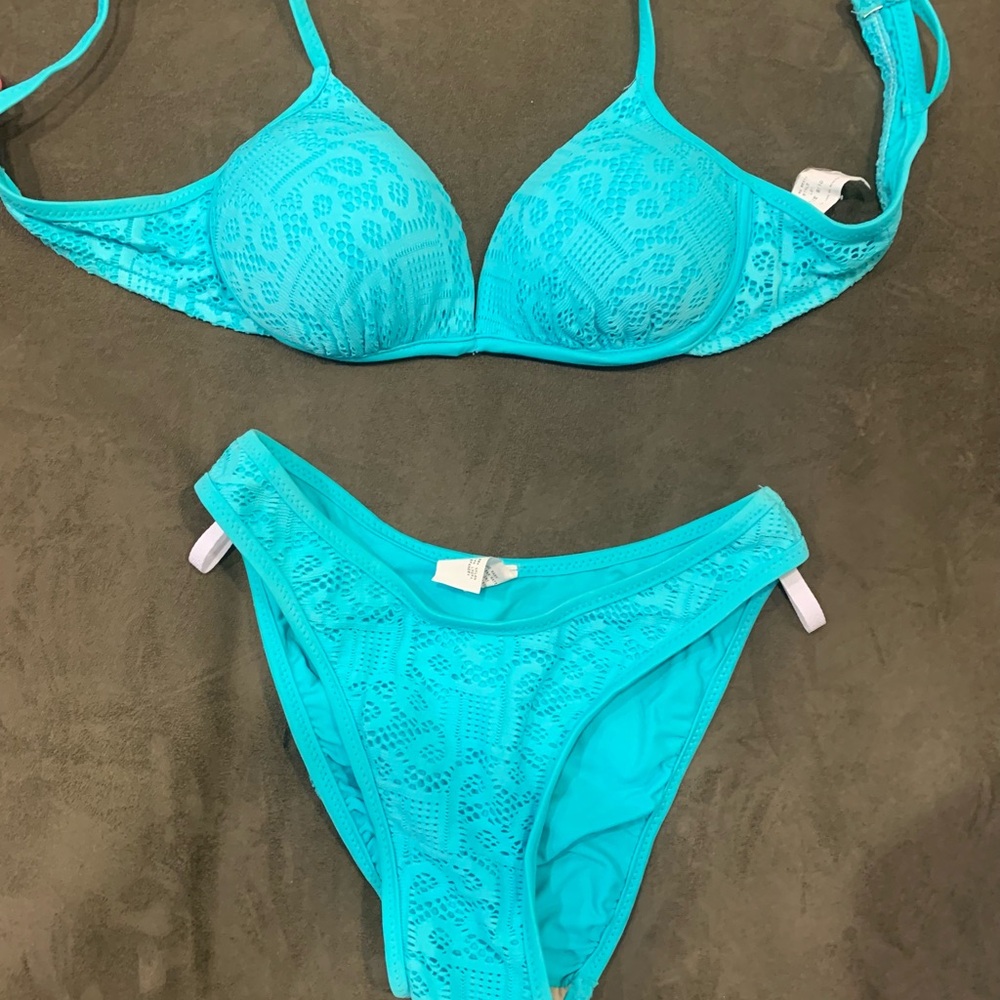 Victoria's Secret Turquoise Lace Bikini Bottom, new - Picture 3 of 3